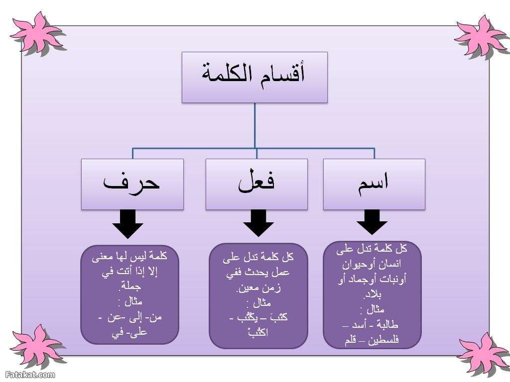 اقسام الكلمة في اللغة العربية - فقره من النحو في اللغه العربية 4440 1