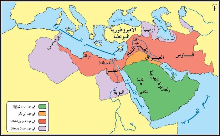 خريطة الفتوحات الاسلامية في عهد الخلفاء الراشدين - الفتوحات الاسلامية لم تقم بالسيف 2401